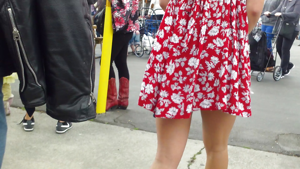 Hot teen girl in red costume with gigantic legs #9946412