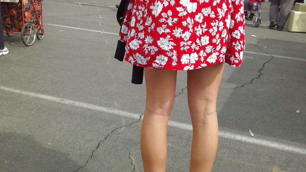 Hot teen girl in red costume with gigantic legs #9946512