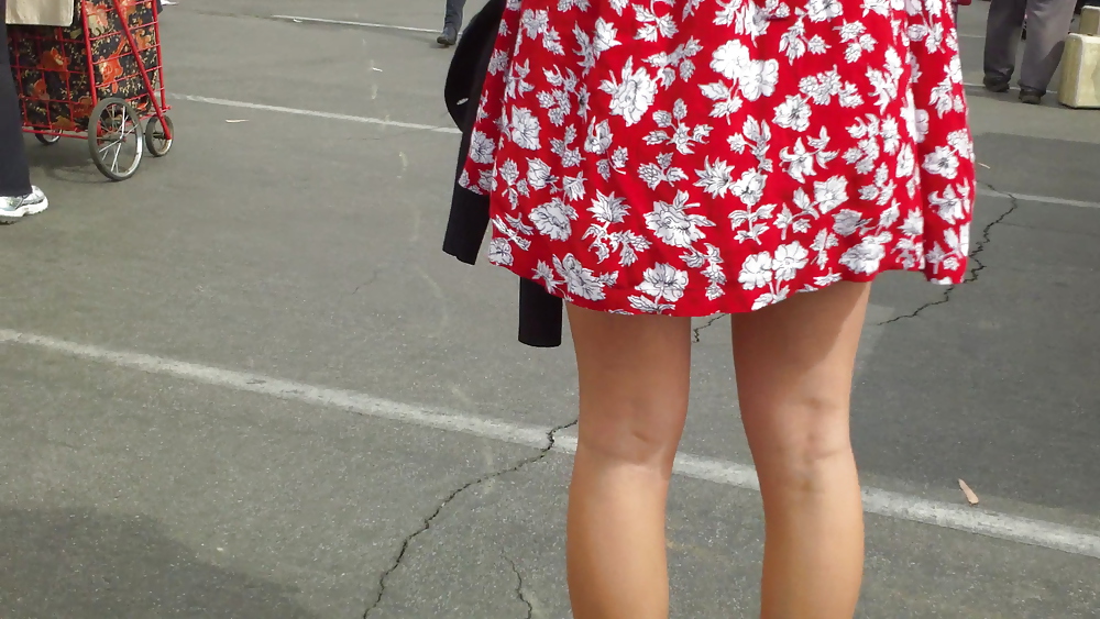 Hot teen girl in red costume with gigantic legs #9946556