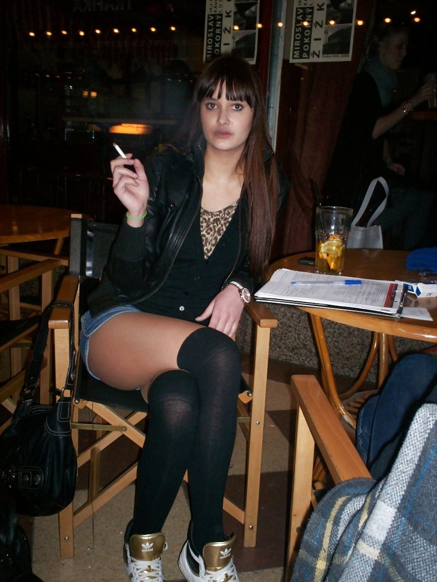 Smoking 010 - Leggy Amateur Brunette at a Bar #12645359