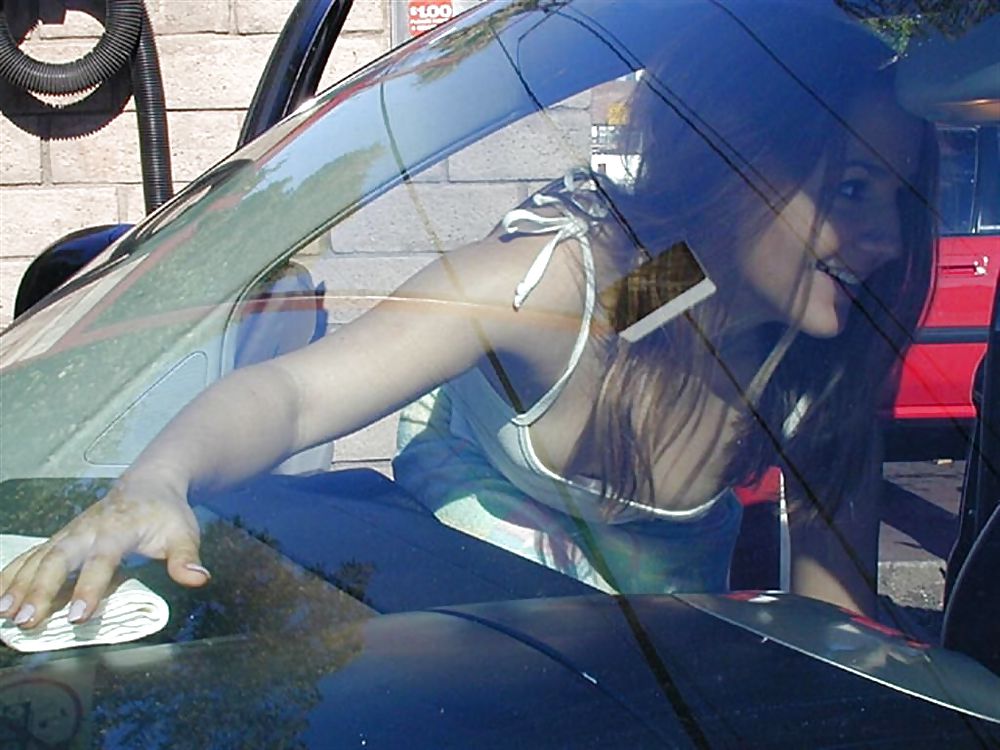 Hot girl cleaning her car - N. C.  #6525073