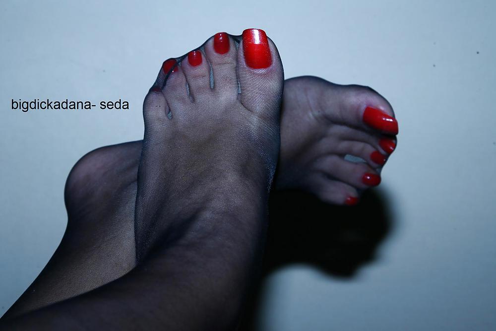 Foot Fetish - Turkish Seda in Black Nylons - Turk Amator #4192915
