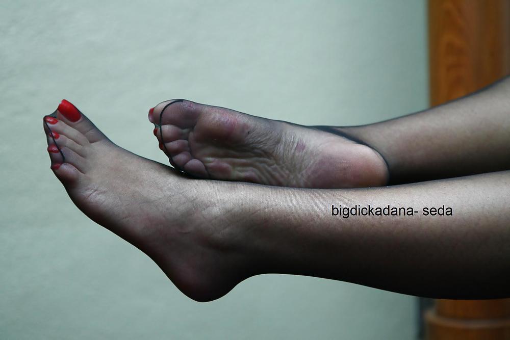 Foot Fetish - Turkish Seda in Black Nylons - Turk Amator #4192949