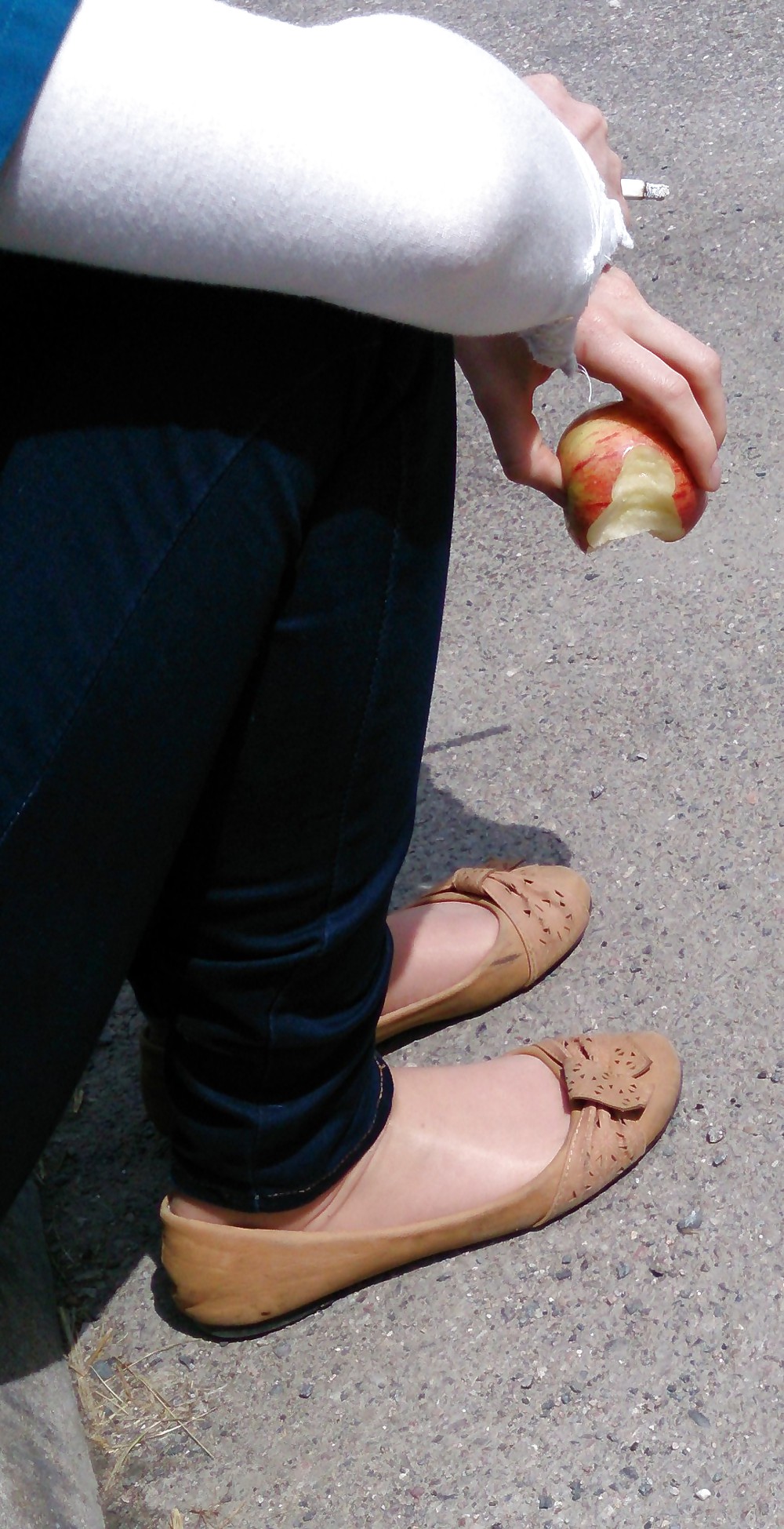 Offen Jugendlich Freund Ballerinen Wohnungen Und Nylonsocken #19247089