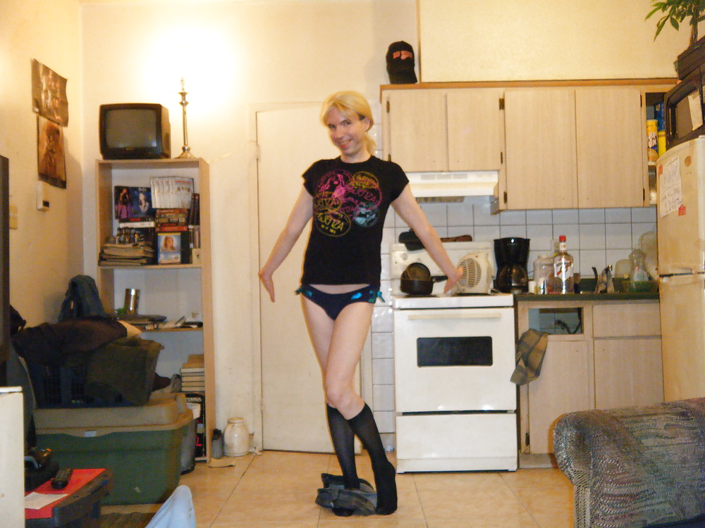 Mega hot tranny in tight jean mini skirt #4019928