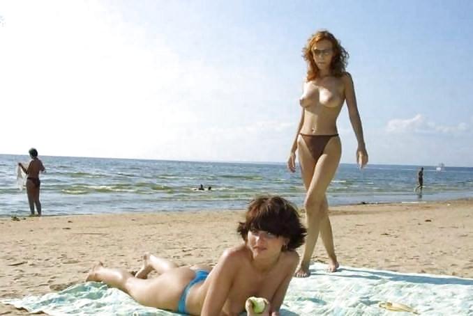 Two lesbians at the beach #6512342
