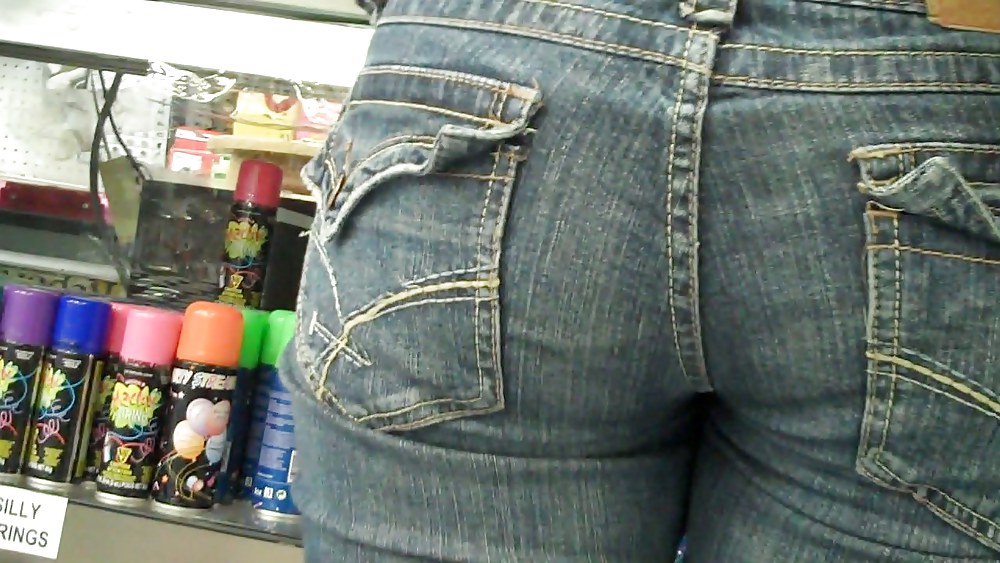 Following her ass and butt in jeans  #3599323