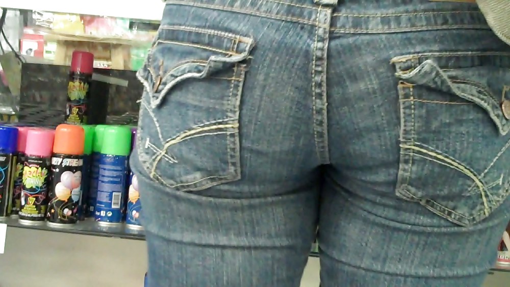 Following her ass and butt in jeans  #3599344