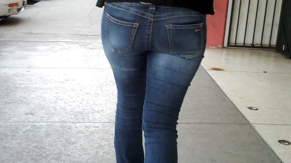 Following her ass and butt in jeans  #3599365