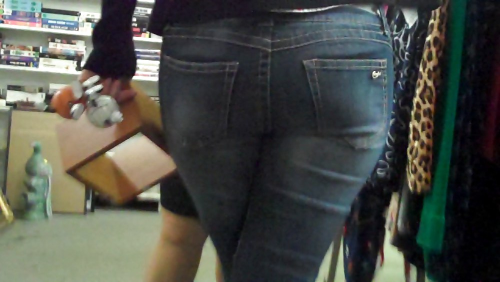 Following her ass and butt in jeans  #3599385