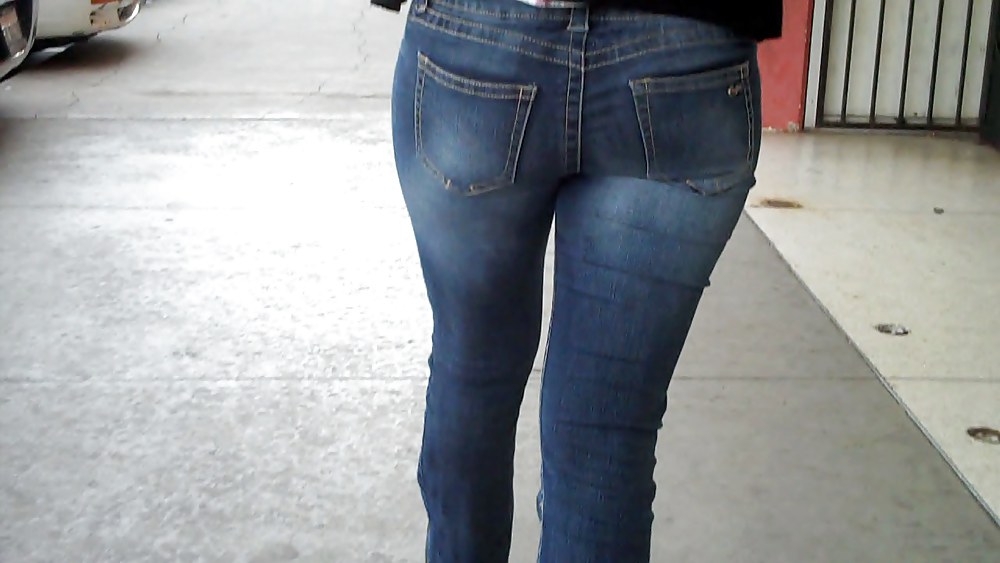 Following her ass and butt in jeans  #3599424