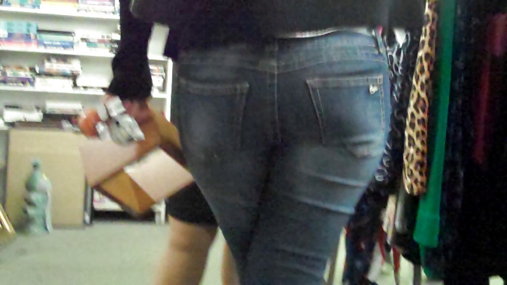 Following her ass and butt in jeans  #3599440