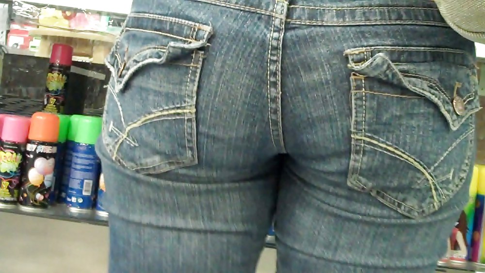 Following her ass and butt in jeans  #3599450