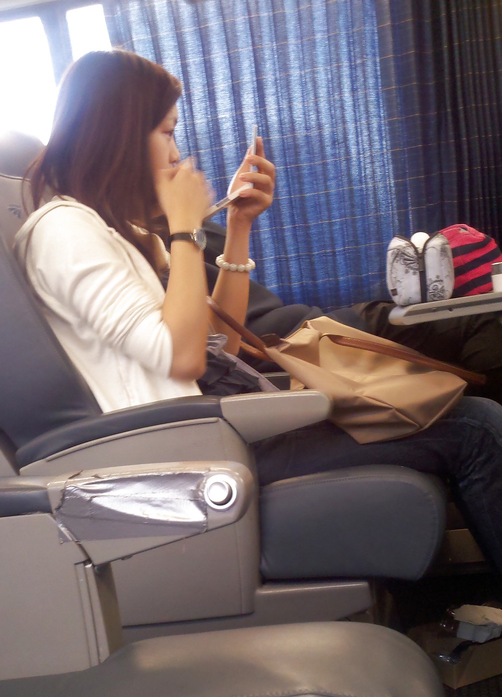Train Girl Applying Make Up Asian #5154624
