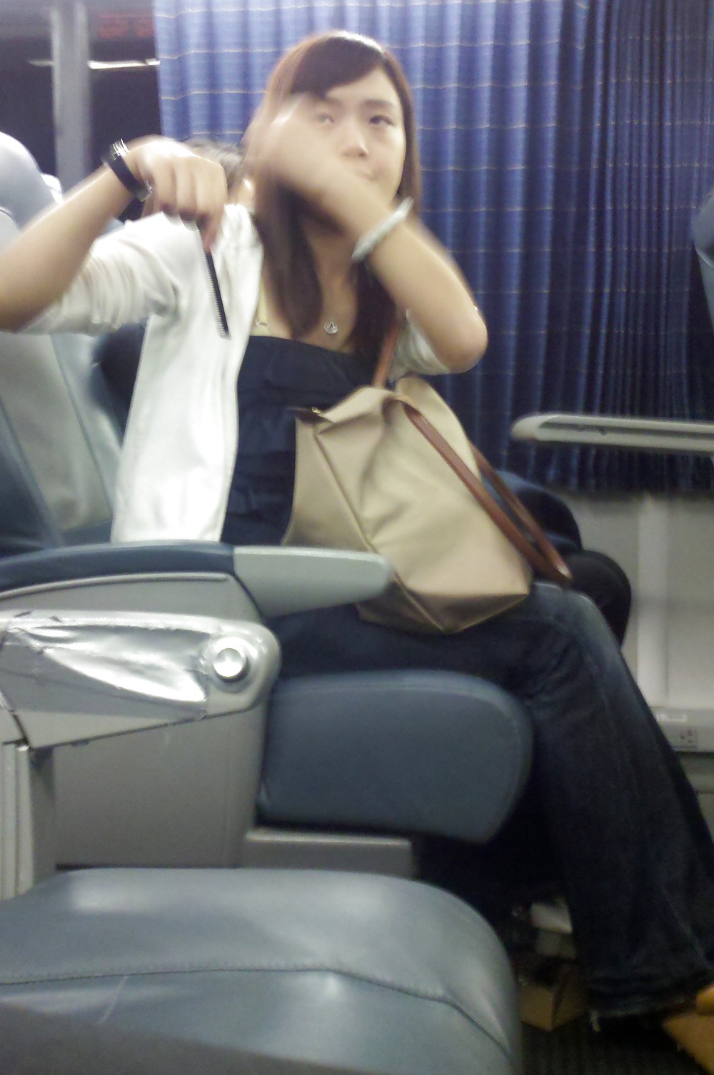 Train Girl Applying Make Up Asian #5154631