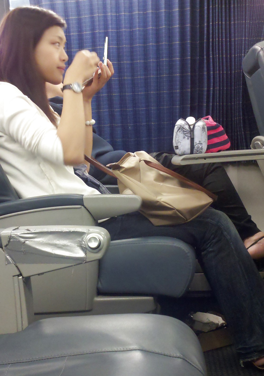 Train Girl Applying Make Up Asian #5154639