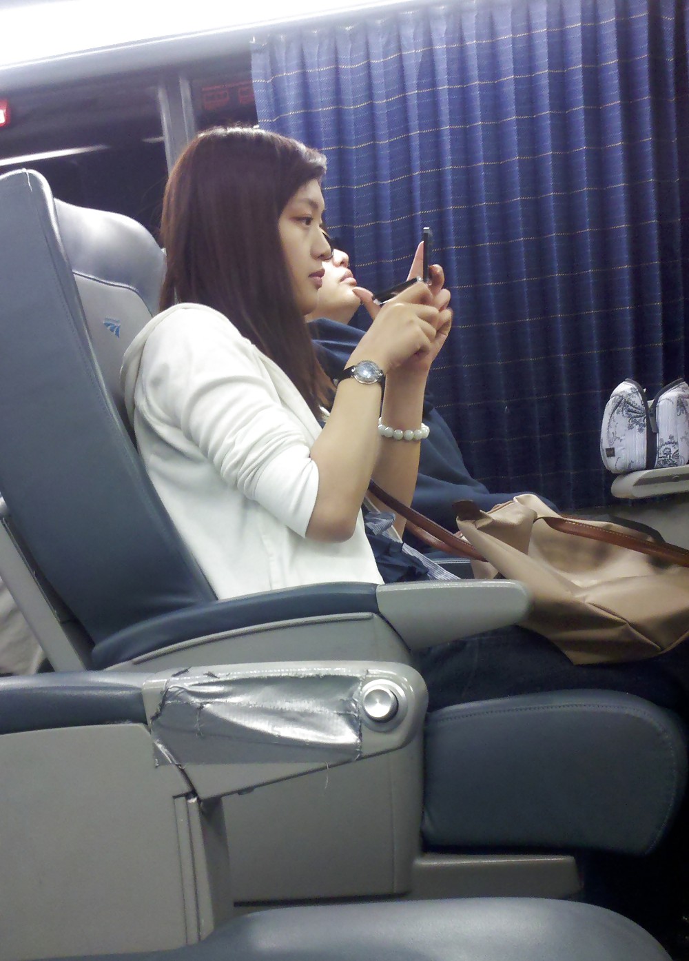 Train Girl Applying Make Up Asian #5154647