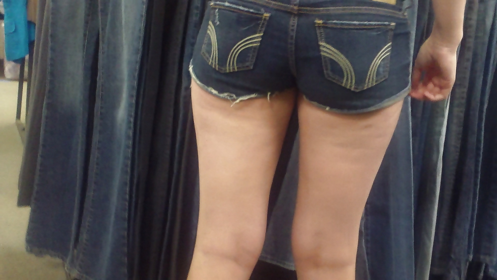 Following a nice big butt & ass in jeans shorts #13163401