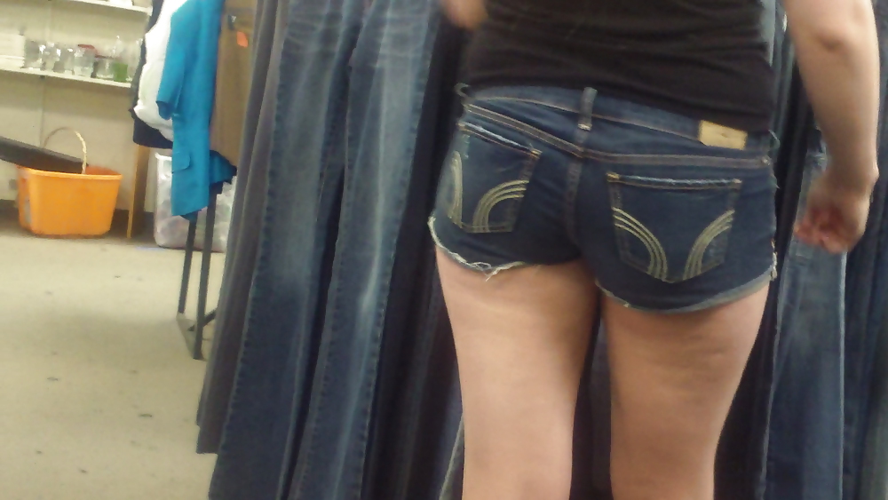 Following a nice big butt & ass in jeans shorts #13163411