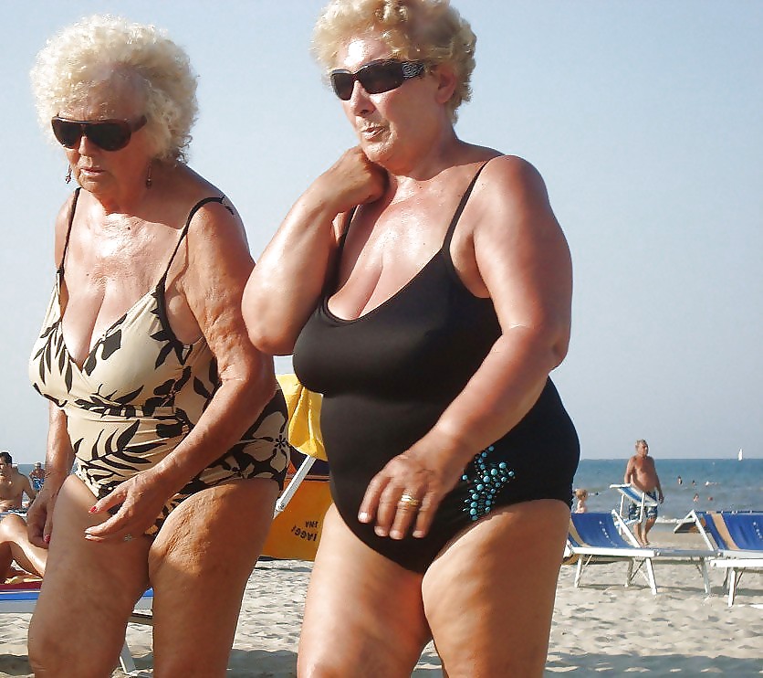 Old granny at beach  #19960501