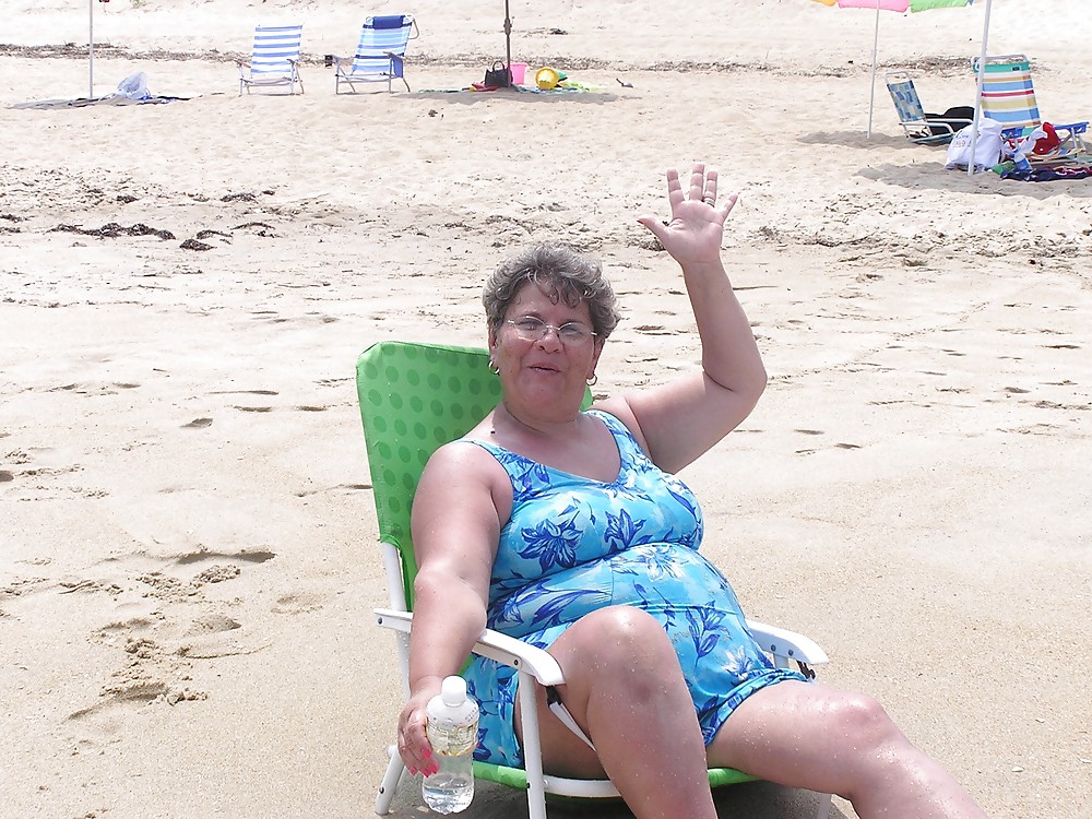 Old granny at beach  #19960560