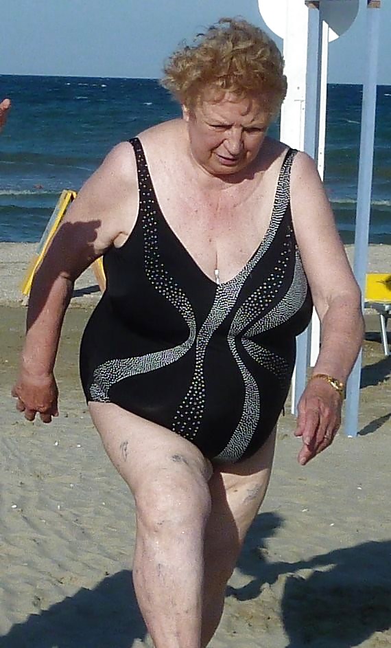 Old granny at beach  #19960618