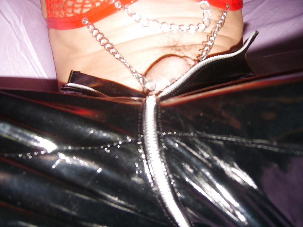 Black Vinyl zip around pants #3762642