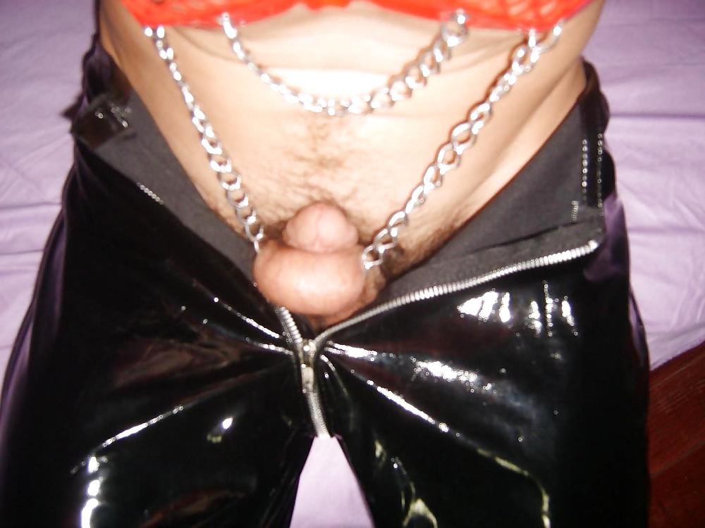 Black Vinyl zip around pants #3762684