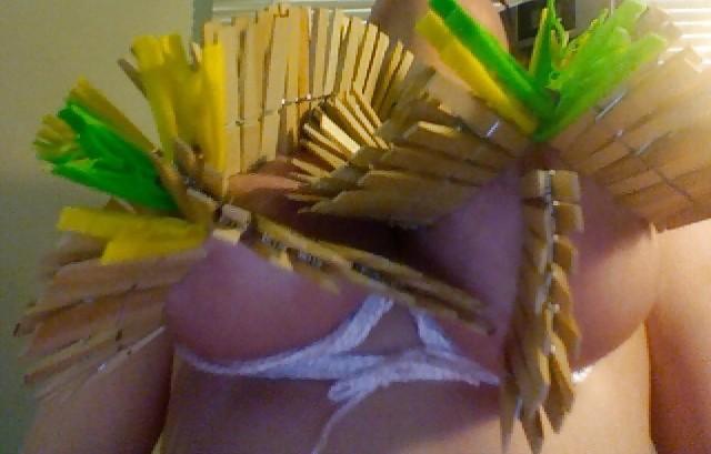 Big Natural Boobs Tortured With Over 100 pegs #9386934