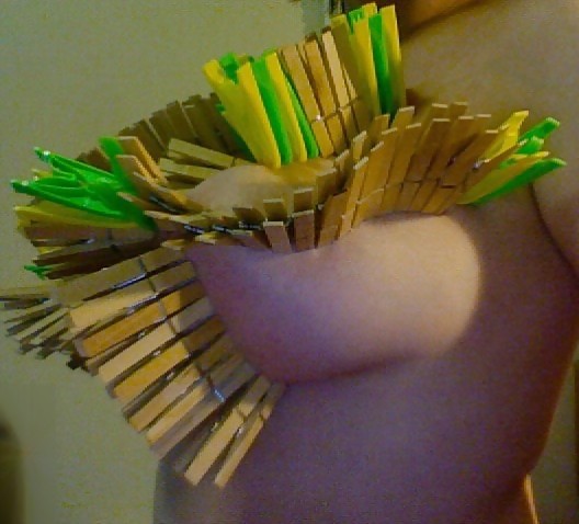 Big Natural Boobs Tortured With Over 100 pegs #9386978