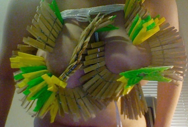 Big Natural Boobs Tortured With Over 100 pegs #9387056