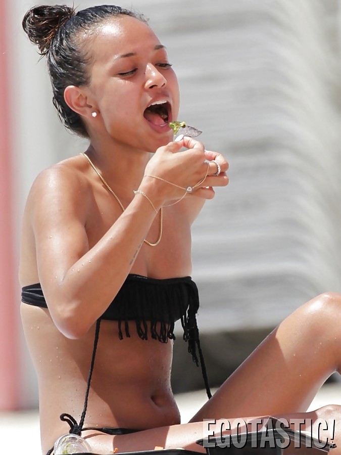 Karrueche Tran in a Black Bikini on the Beach of Miami #19119254