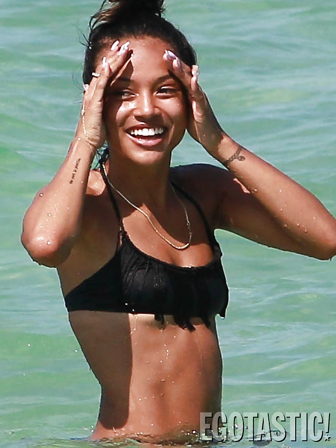 Karrueche Tran in a Black Bikini on the Beach of Miami #19119290