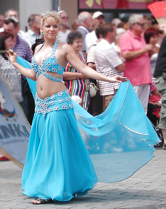 Two german belly dancer woman on street parade - 2010