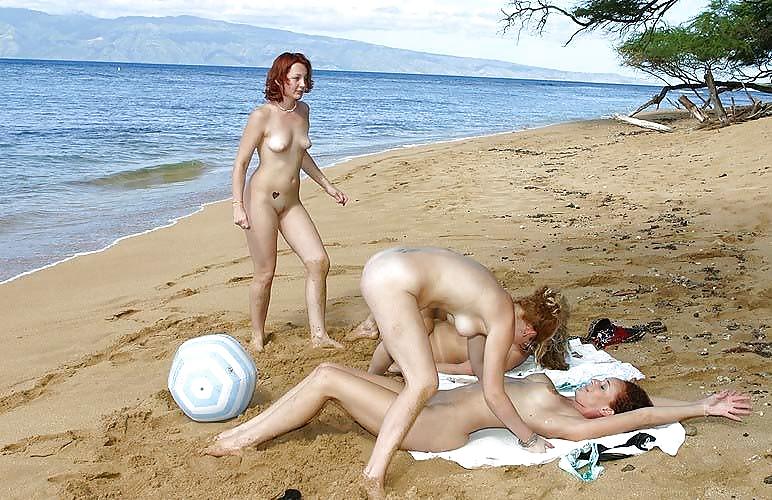 Four lesbians girls at the beach by Sail #4841221