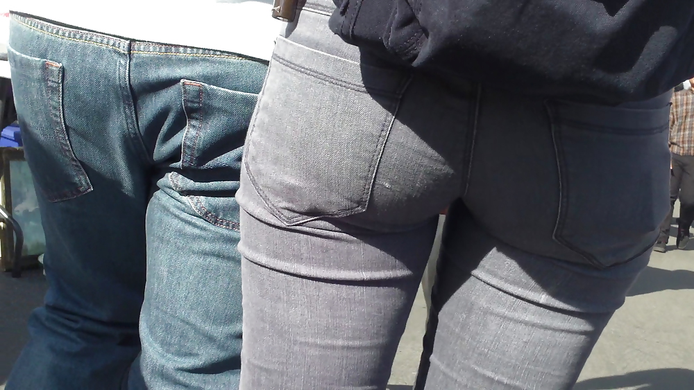 Teens sexy ass & butt in grey jeans #9430784