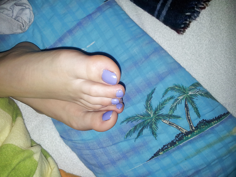 Wifes sexy blue toes nails feet soles #22694233