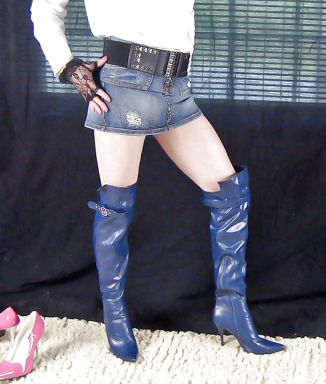 Love My Blue Soft Leather Thigh High Boots #16147653
