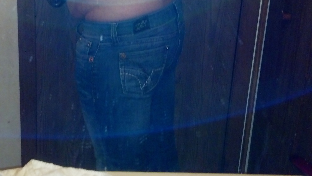 Crossdressing tight flared jeans #12936859