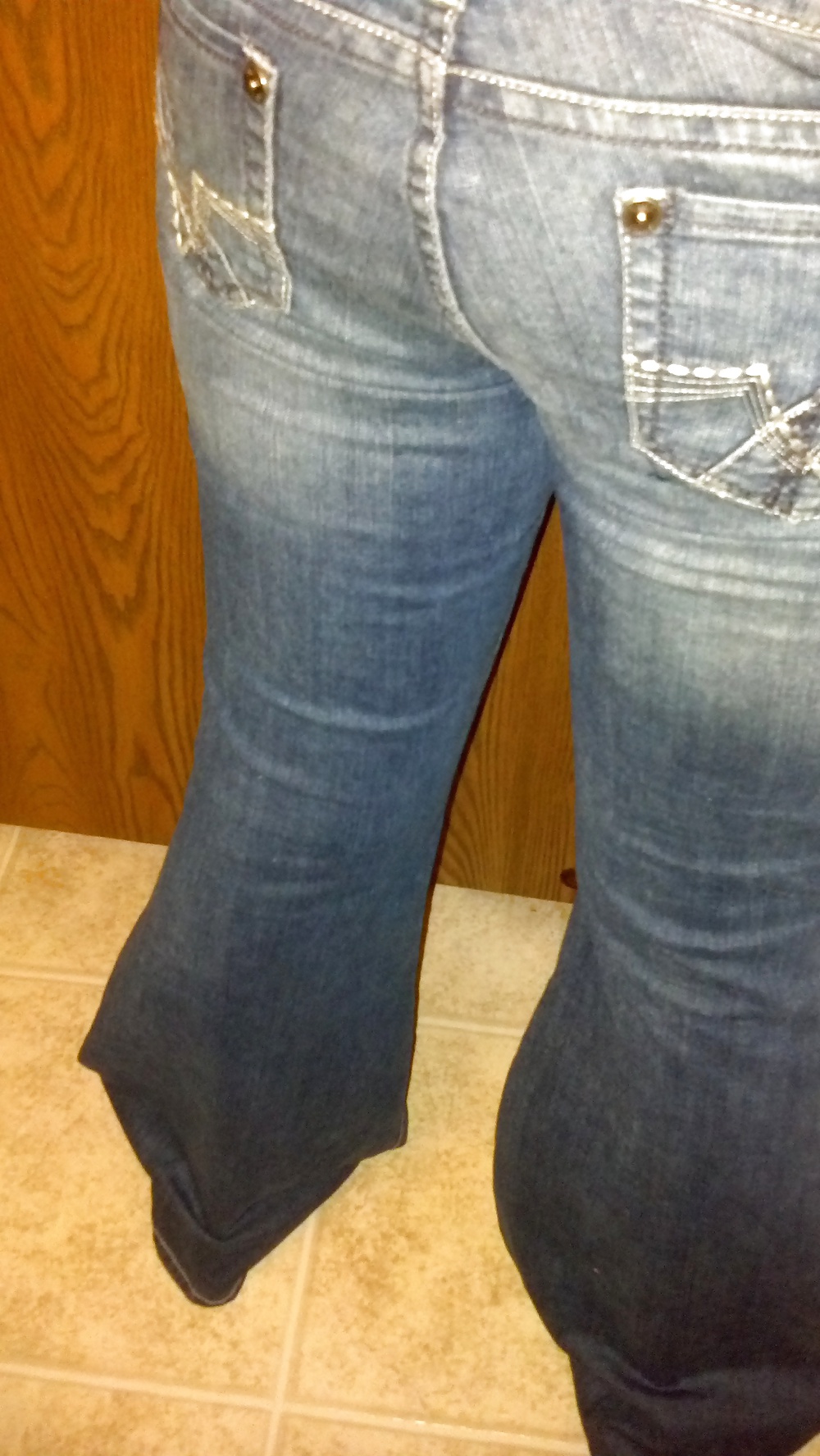 Crossdressing tight flared jeans #12936879