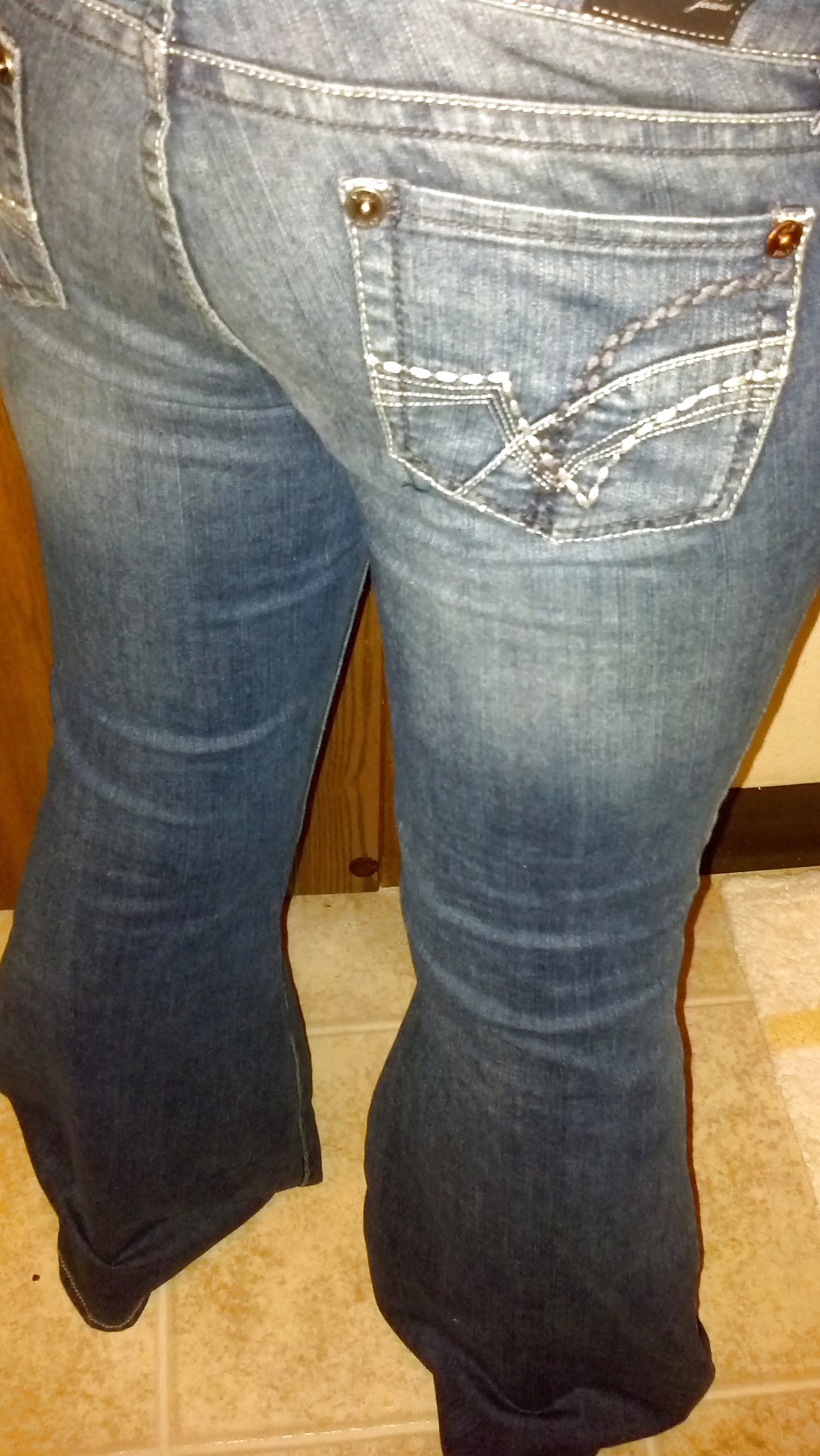 Crossdressing tight flared jeans #12936899