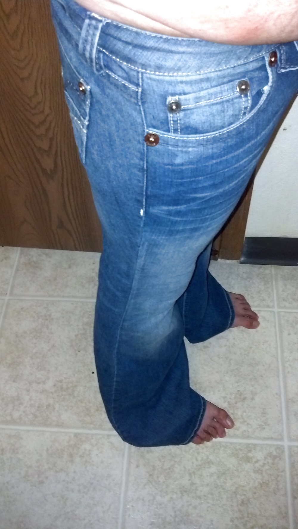 Crossdressing tight flared jeans #12936912
