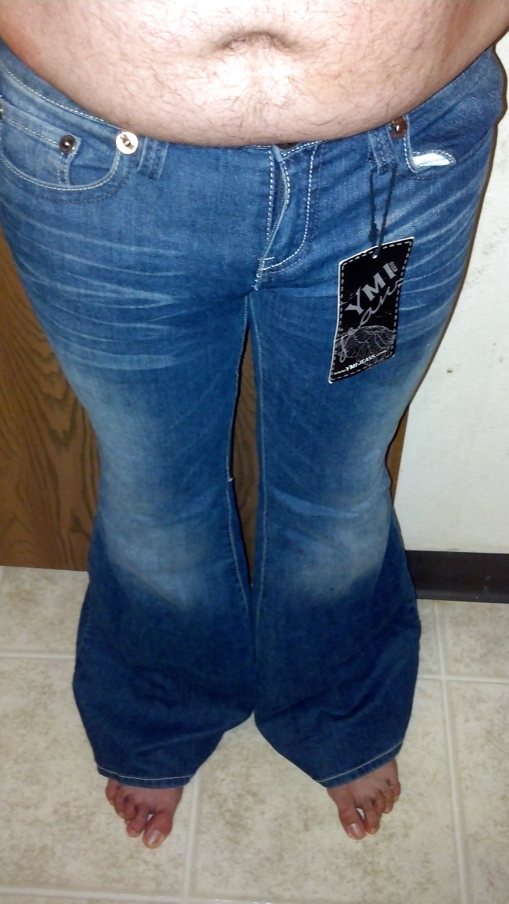 Crossdressing tight flared jeans #12936922