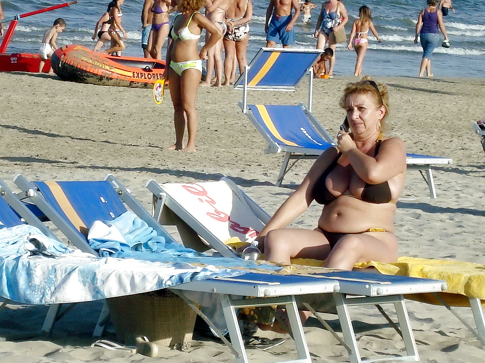 Busty granny on the beach! Mixed! #22103613