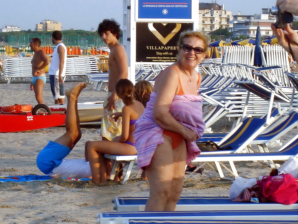 Busty granny on the beach! Mixed! #22103629
