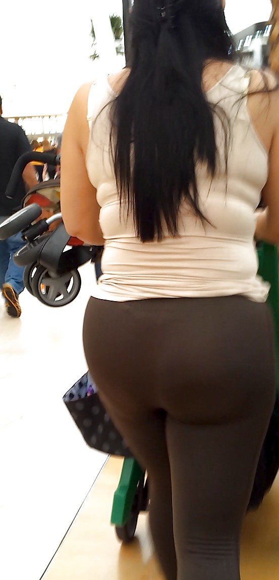 Thick BOOTY Latina Milf in tights VPL thong FAT ASS voyeur #22610912