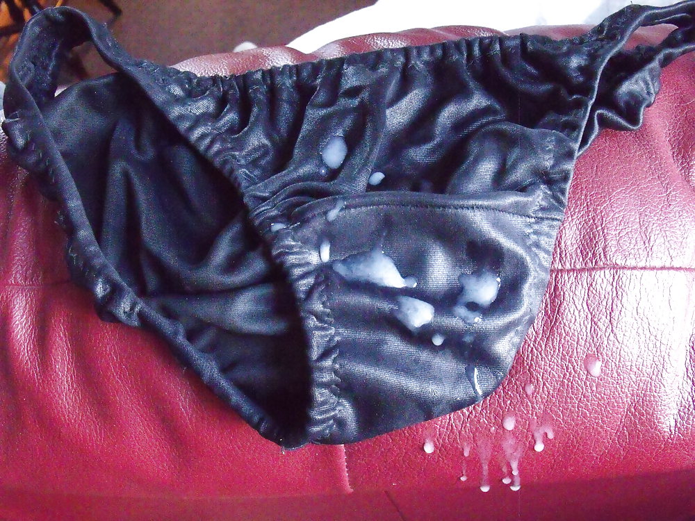 My cummy black satin panties  #7959587