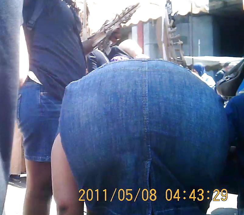 African Booty Bending Over in Jeans Skirt #20330626