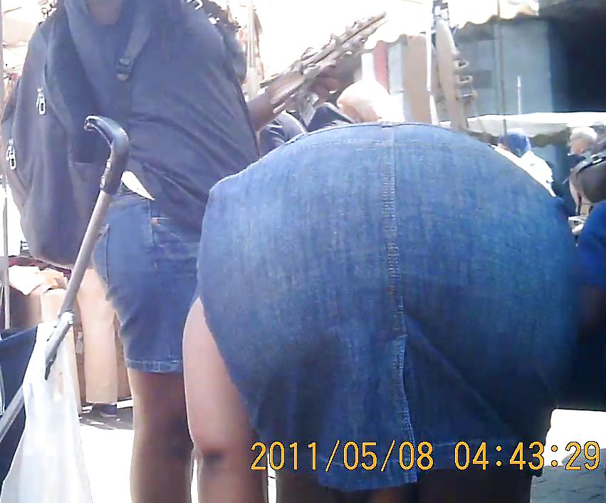 African Booty Bending Over in Jeans Skirt #20330633