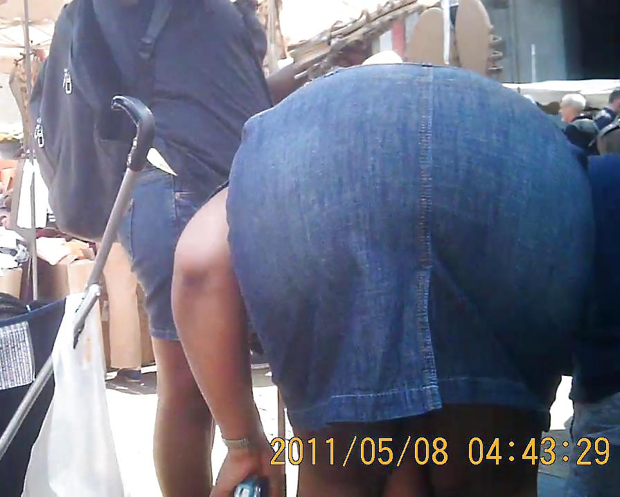 African Booty Bending Over in Jeans Skirt #20330638